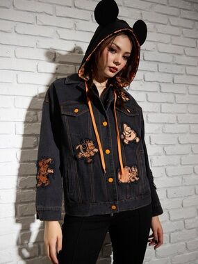 Disney‎ Mickey Mouse & Friends Halloween Hooded Denim Jacket Hot Topic